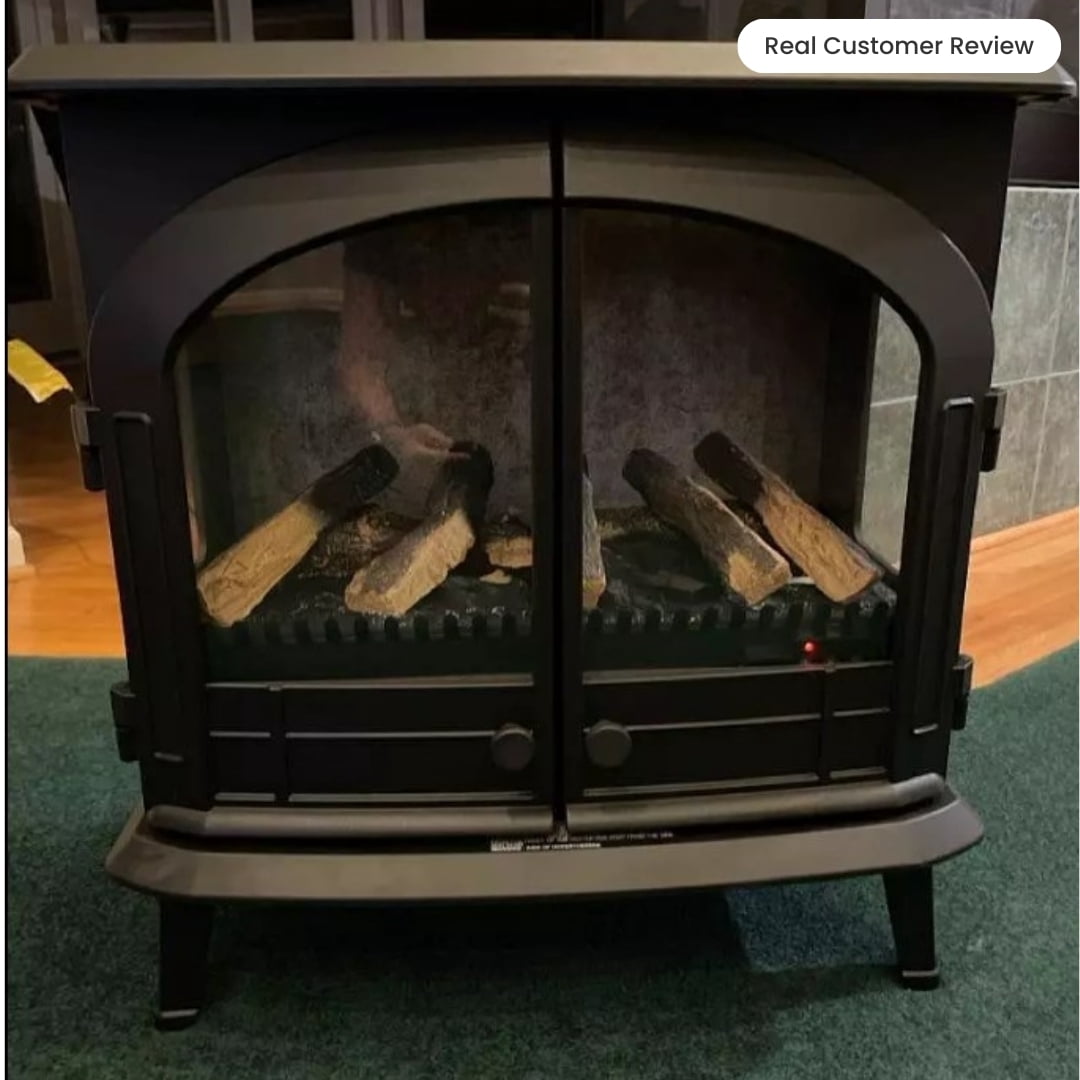 Modern Ember Harlowe Freestanding Electric Fireplace Stove Heater in Black | Smart Technology | WiFi App, Alexa & Google Control | 1500W | Indoor Portable Heater | Safety Shutoff