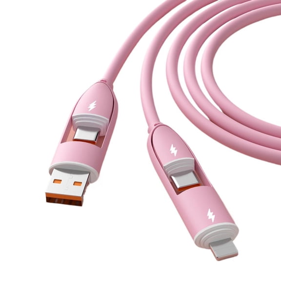 4-in-1 Charging Data Cable, Silicone Multi-Connector Fast Charging Cable with USB/Type-C to Type-C/L Connectors