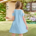 thumbnail image 4 of XADYUY Girls Summer Dress Size 7-8 Casual A-Line Sleeveless Toddler Skater Solid Color Twirl Crew Neck Swing kids sundresses girls 4-16,Light Blue 11-12 Years, 4 of 6