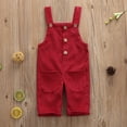 thumbnail image 2 of Qiylii Toddler Kids Corduroy Suspender Rompers Solid Button Color Down Overalls, 2 of 8