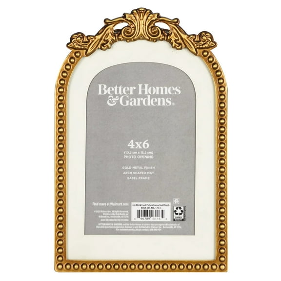 Better Homes & Gardens 4x6 Primrose Tabletop Picture Frame, Gold