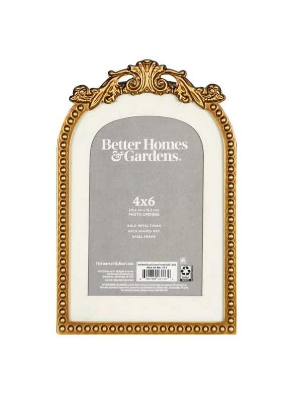 Better Homes & Gardens 4x6 Primrose Tabletop Picture Frame, Gold