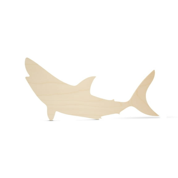 Unfinished Wooden Shark Cutout 12 inch, 1 Pcs Wooden Shapes for Crafts and Summer & Nautical Decor and Crafting, by Woodpeckers