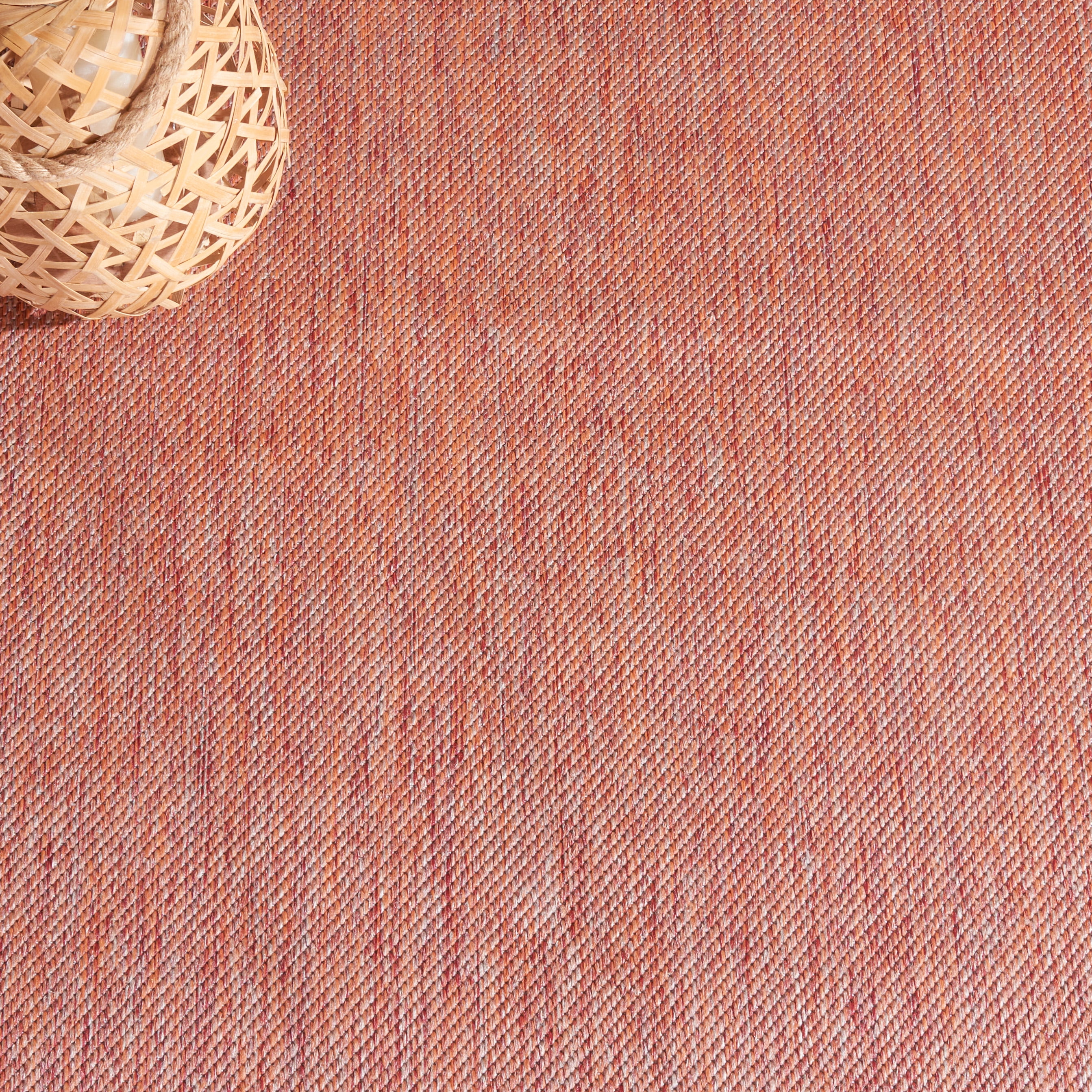 SAFAVIEH Beach House Tayler Solid Indoor/Outdoor Area Rug, Rust, 6'7" x 6'7" Square