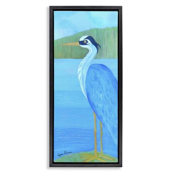 Stupell Industries Great Blue Heron Black Framed Floater Canvas Wall Art, design by Lynn Ericson Fine Art