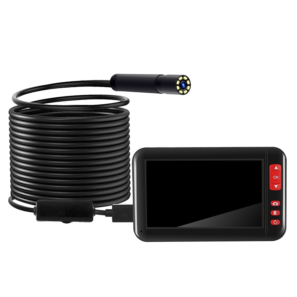 2.5 Ft Tube IP67 Waterproof Endoscope HOMIEE Inspection Camera with Light 4.3 LCD Monitor Screen Borescope Including Portable Carrying Pouch 4 LED Lights with 8 Brightness Level & 8mm Diameter 