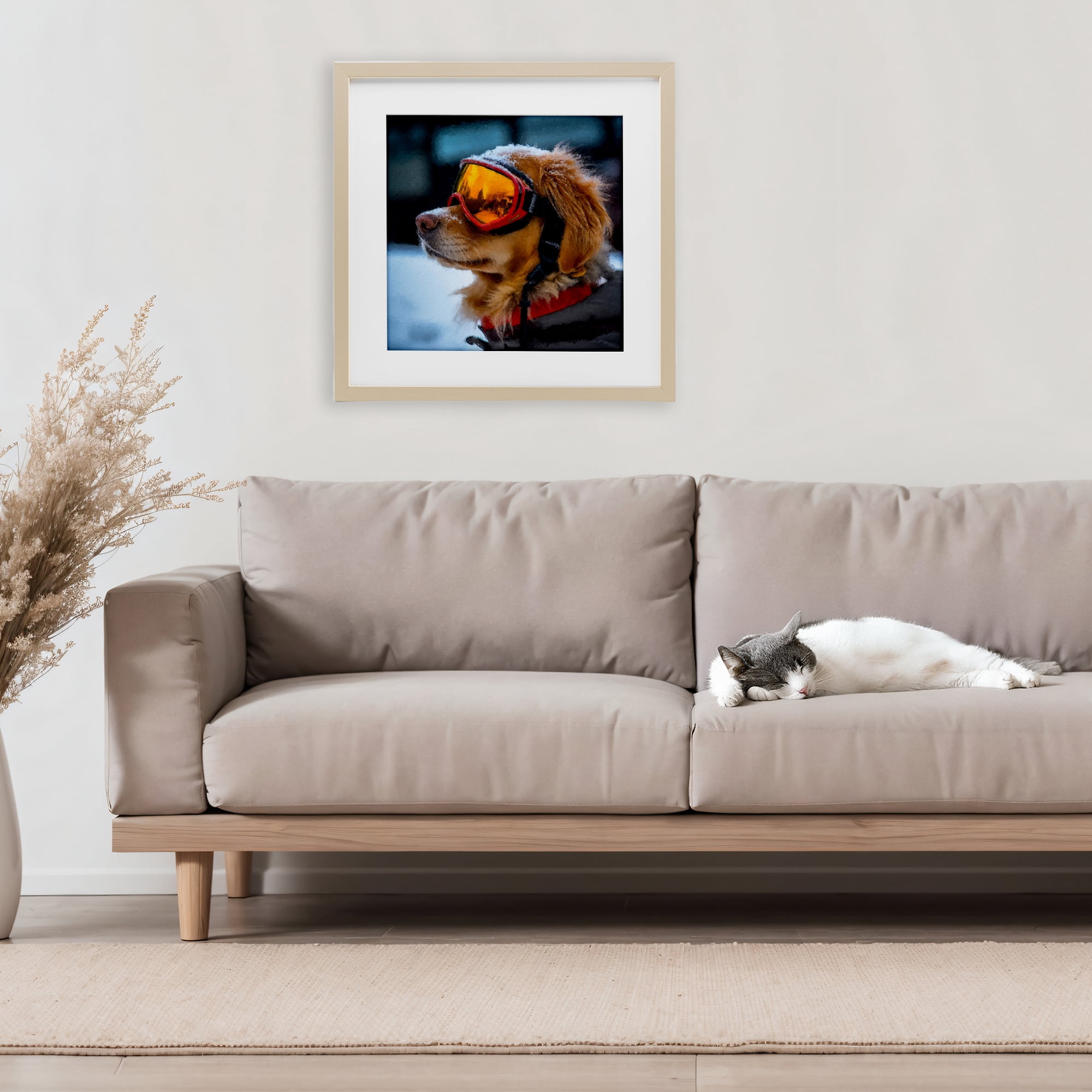 Stupell Industries Ski Goggles Dog Birch Framed Print Under Glass, design by Sean Parnell