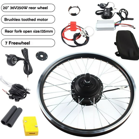 20 inch LED Rear Wheel Motor Hub Electric Bicycle E-Bike Conversion Kit 3 Gears 36V 250W 286.6 lbs Capacity 300 RPM for A 20-Inch Bike