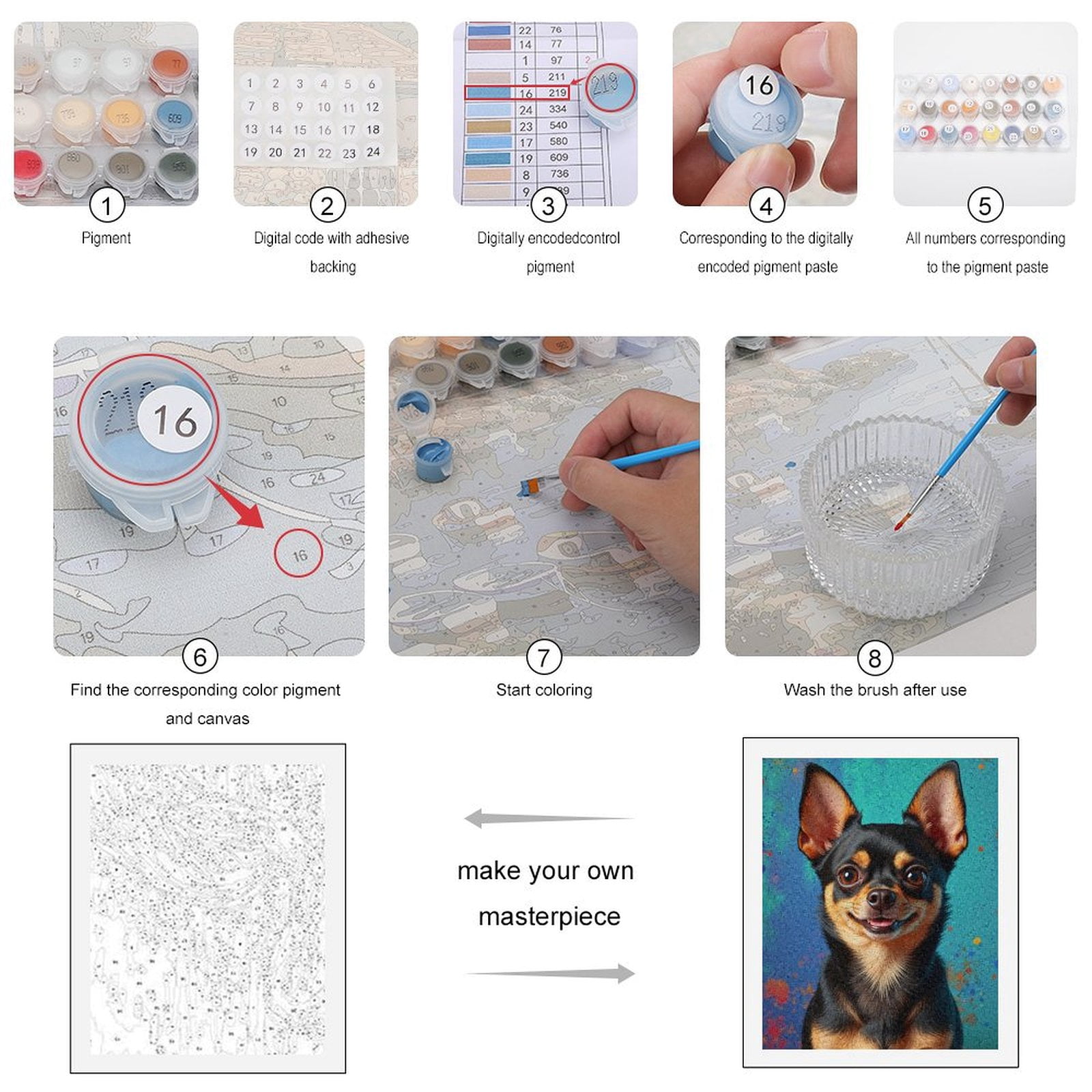 Paint By Numbers Kit for Adults Beginner - Adorable Dog Art Colorful Portrait DIY Canvas Painting Kits for Adults, Frameless Paint By Number for Adults for Home Wall Decor 16x20 Inch