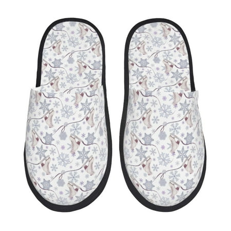 

Tideii Elegant ice skates snowflakes for Home Indoor Cotton Slippers Autumn and Winter EVA Plush Slippers Household Supplies Unisex-Medium