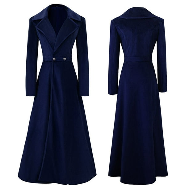 IROINID Women's Long Trench coat Coat Notch Lapel Solid Color Long