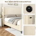 thumbnail image 5 of Miniyam Queen Size Upholstered Bed with Wingback Headboard, USB Charging Station for Adult, Beige, 5 of 7