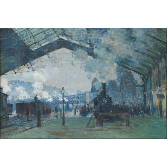 24"x36" Gallery Poster, Arrival of Normandy Train Gare Saint-Lazare claude monet 1877