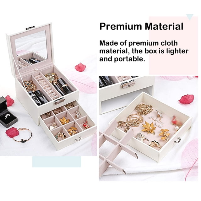 Baohd Boîte à Bijoux Classique Vintage Organisateur Exquis pour Bagues Collier Rouges à Lèvres Bracelet Femmes Maison Voyage Rose