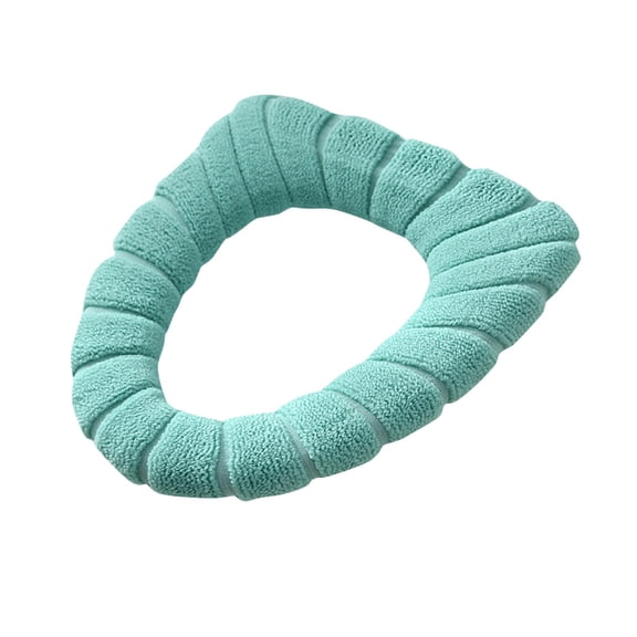 Toilet Seat Cover Washable for Bathroom Elongated Toilet Seat Cushion Pads Soft Stretchable Toilet Seat Warmer Thicker Easy Installation Commode Seat Cover Decors Green