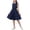 Dresses-A514Blue, variant on Big Girls Sleeveless Tiered Skirt Dress Pleated Front with Bow Knot Waist Belt formal Wedding Guest Church Wear Preppy Uniform Style Swing Frock