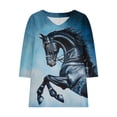 thumbnail image 4 of Idoravan Womens Tops Dressy Casual 3/4 Sleeve Women's 3/4 Sleeve V-Neck Pullover Casual Loose-Fitting Printed Top S Multicolor Xl, 4 of 5