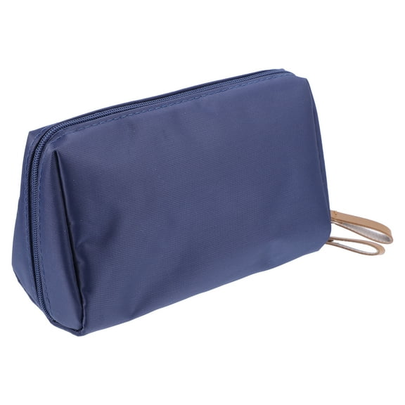 Unique Bargains Portable Cosmetic Bag Travel Makeup Bag Storage Bag Waterproof Nylon 1 Pcs Dark Blue Beige