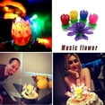 thumbnail image 1 of Vela musical con flores dobles, pastel de cumpleaños, giratorio plano, electrónico, 1 of 2