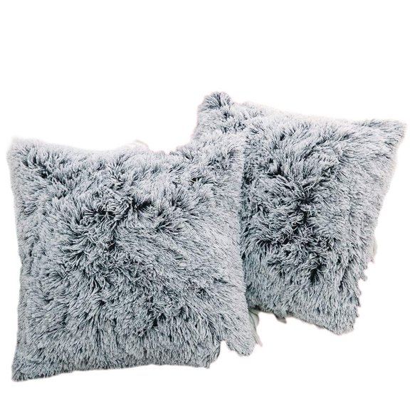 Luxury Soft Faux Fur Fleece Cushion Cover Pillowcase Decorative Throw Pillows Covers, No Pillow Insert, 16" x 16" Inch,Ombre, 2 Pack