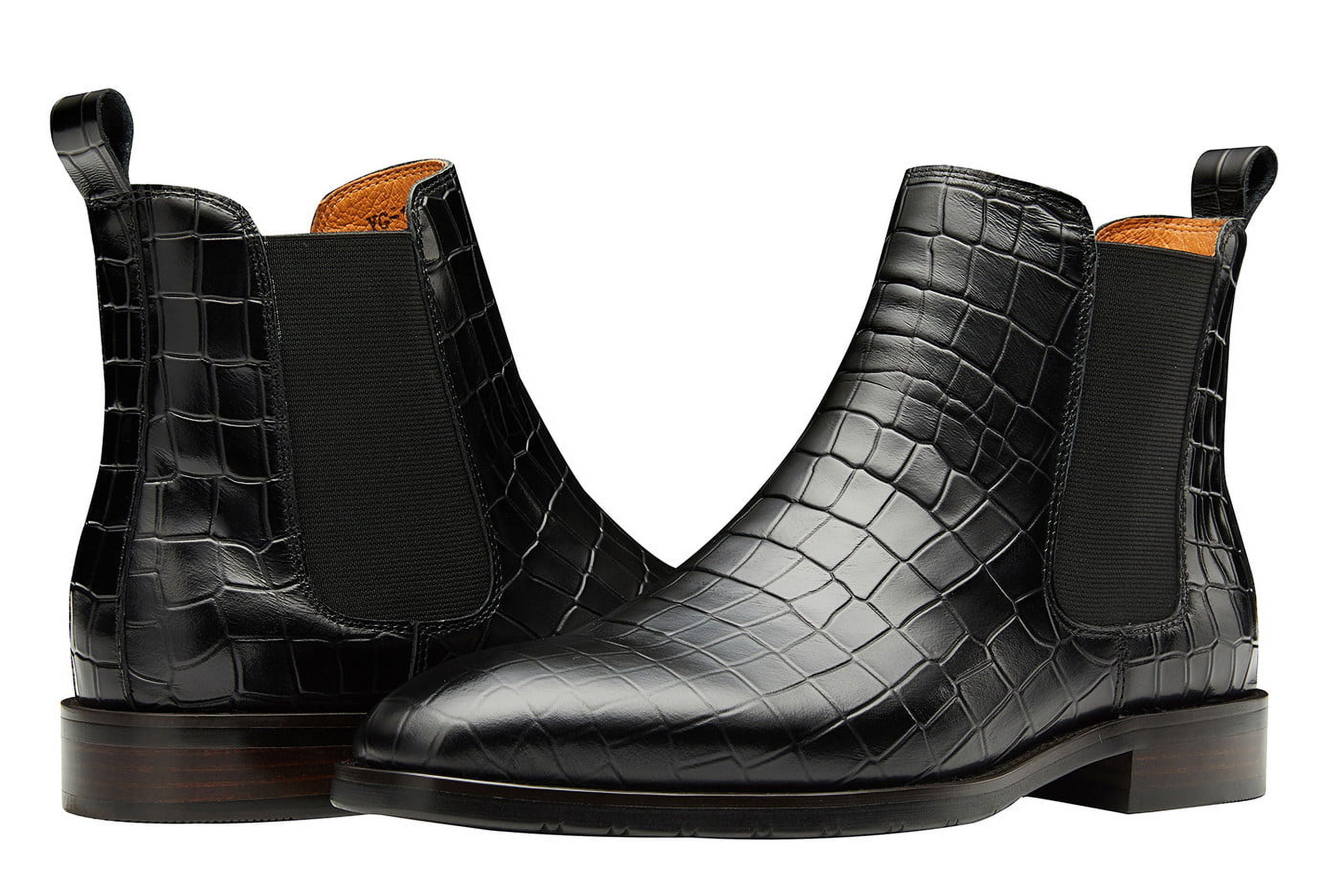 Santimon Men\'s US 9 Black‎ Zipper Ankle Alligator Pattern Leather Formal Boots Santimon Men main image 3