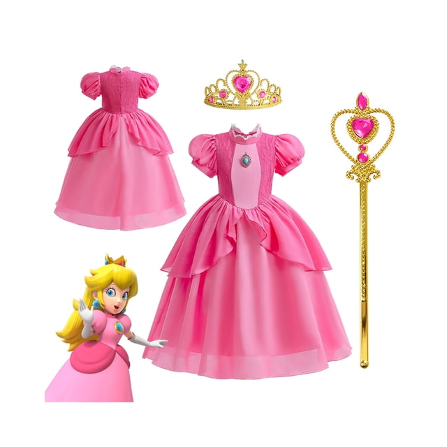 Vestido de princesa Costume Super Brothers Peach para niñas