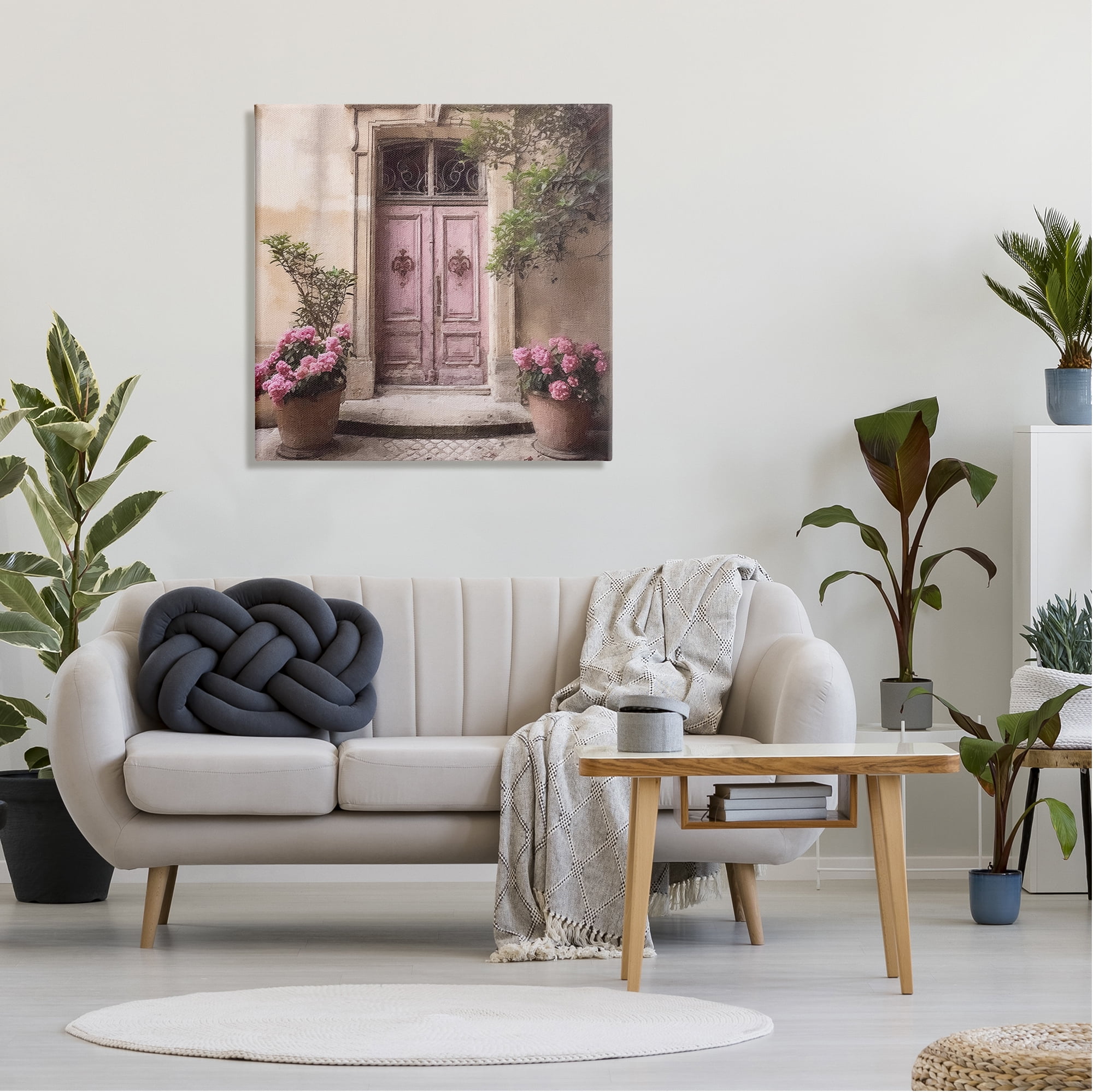 Stupell Industries Pink Floral Doorway Travel & Places Photography Gallery Wrapped Canvas Art Print Wall Art, 30 x 30