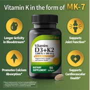 HealthA2Z Vitamin D3 + K2 | 2000 IU + 100 mcg | 90 Easy-to-Swallow Softgels | Clean Label, No Dyes | Bone, Muscle & Immune Support