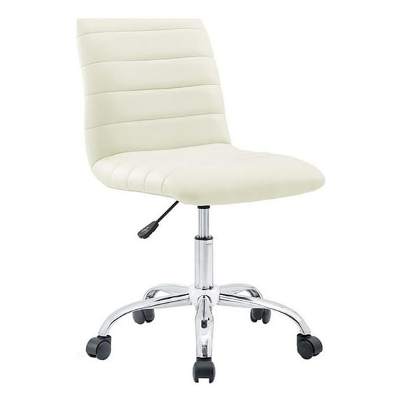 Scranton & Co Modern Vinyl/Nylon Mid-Back Armless Swivel Office Chair in White