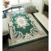 Hand-Tufted Floral Wool Area Rug | 100% New Zealand Wool Carpet for Living Room, Bedroom, and Home Décor (Green)_9X12
