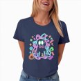 thumbnail image 5 of NOLDARES Halloween Shirt for Women Funny Ghost Costume Tshirts Halloween Short Sleeve Graphic Tee Tops(Navy,S), 5 of 7