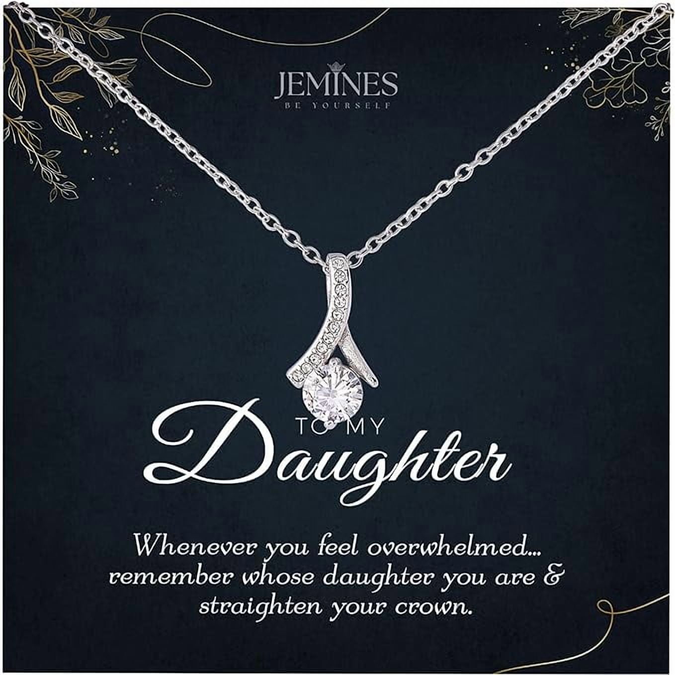 JEMINES Daughter Gifts, Birthday Jewelry with Meaningful Message Gifts Idea from Mom Dad, Daughter Necklace (To My Daughter, Alluring Beauty Necklace)