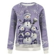 thumbnail image 4 of Women's Vintage Christmas Animal Graphic Round Neck Sweatshirt, Ugly Sweater Long Sleeve Casual Pullover Top, Holiday Party Fashion Blouse,Purple,M, 4 of 6