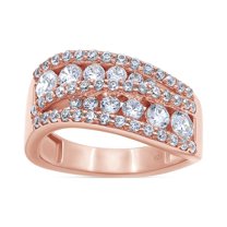 1 1/4 Carat Round Cut Lab Created Moissanite Diamond Swirl Stackable Anniversary Wedding Band Ring For Women In 14K Rose Gold Over Sterling Silver (VVS1 Clarity, 1.25 Cttw)-9