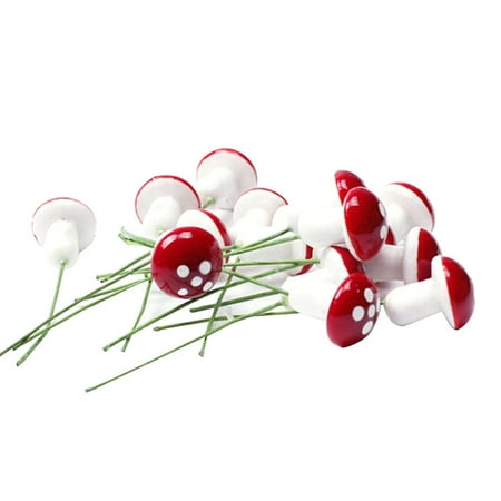 

NUOLUX 100PC Mini Mushroom for Garden Ornament Flower Pots Bonsai Micro Landscape Decor Mini Mushroom Micro Landscape Potted Bonsai Accessories Decoration (Red)