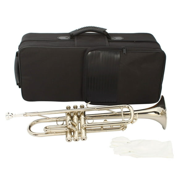 Ktaxon New B Flat Silver Bb Trumpet for Concert Band with Case