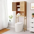 thumbnail image 3 of Bamboo Over The Toilet Storage Cabinet, Bathroom Space Saver, Over The Toilet Rack with Adjustable Shelf, Natural Color, 3 of 6