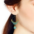 thumbnail image 3 of Ornament Green Turquoise Teardrop Brass Dangle Earrings, 3 of 4