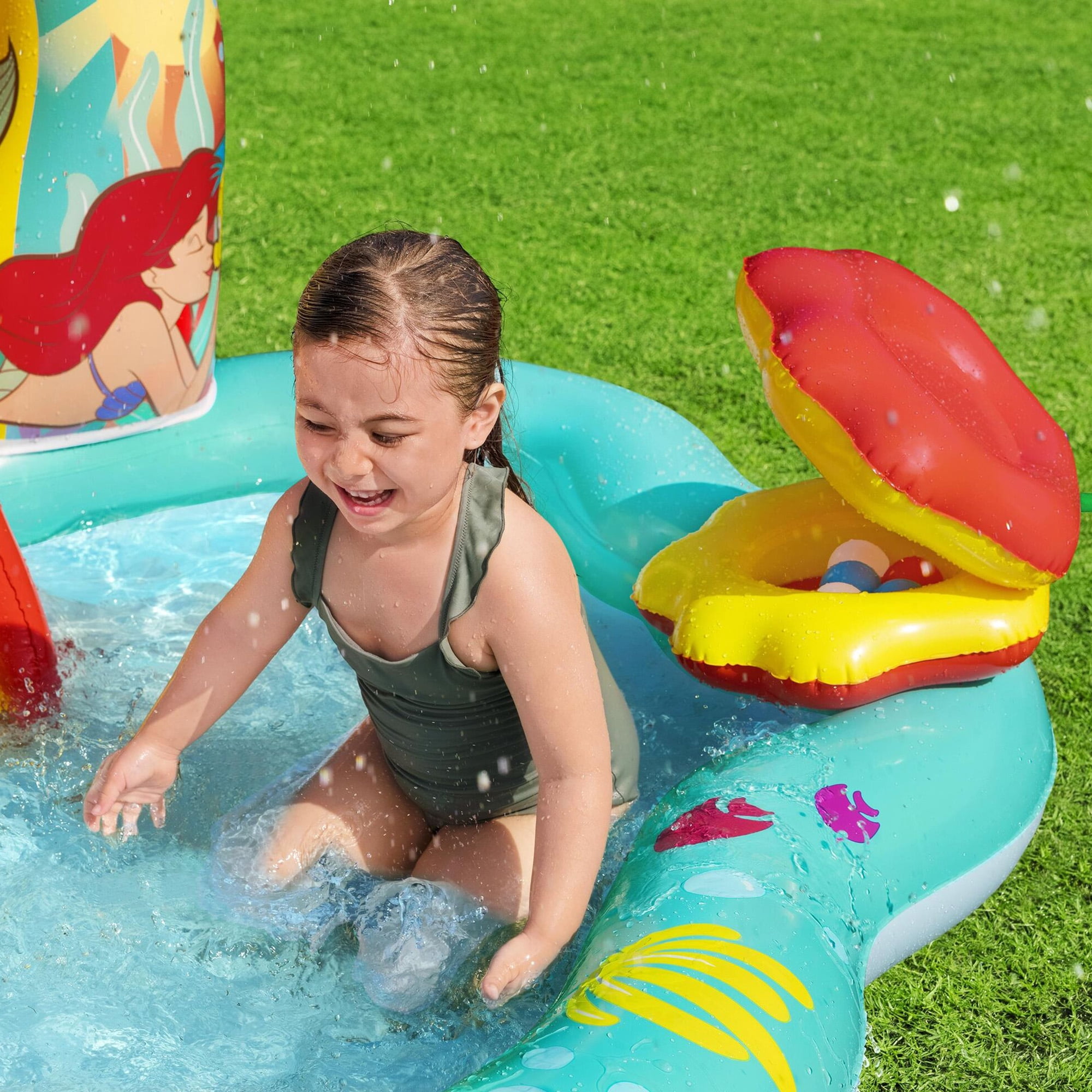 Bestway Disney Little Mermaid Inflatable Kids Water Play Center Activity Pool