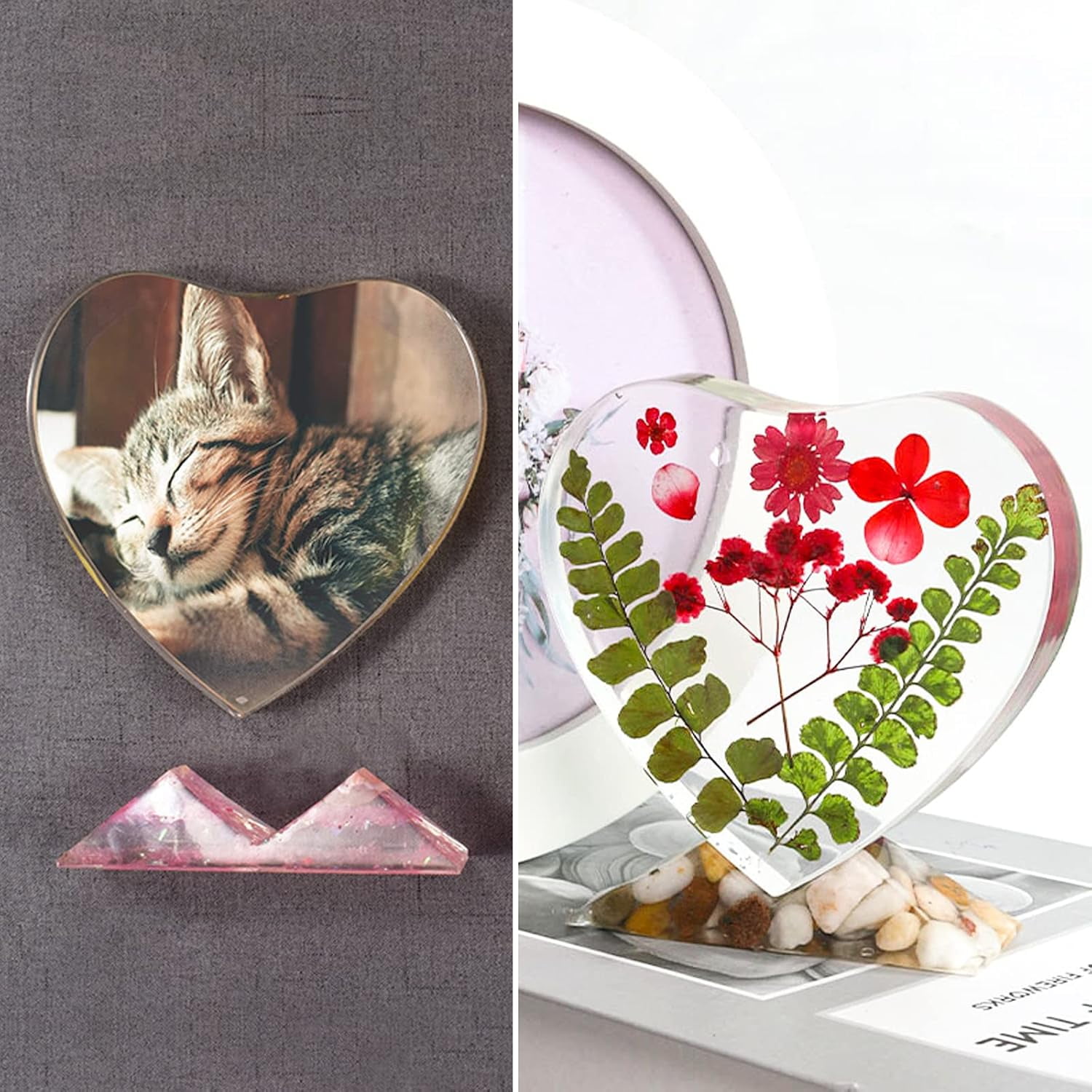 ABCISI 2 Pcs Photo Frame Resin Molds, Large Silicone Molds for Epoxy Resin, Heart Shape Picture Frame Resin Mold for DIY Personalized Photos Art Crafts Home Decor (Different Shapes)