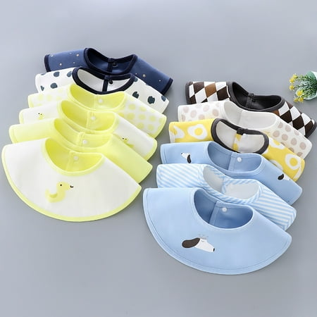 

Kaesi 2Pcs Saliva Towel Cartoon Pattern 360 Degree Rotatable Breathable Baby Round Drool Bibs for Infant Accessories