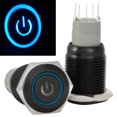 thumbnail image 2 of JacobsParts Momentary Pushbutton Starter Switch Circular Metal Black with Blue Power Symbol LED fits 5/8" (16mm) Diameter Panel Cutout Hole, 2 of 6