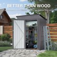 thumbnail image 3 of Outdoor Storage Shed 5 x 3 FT Metal Tool Shed with Peaked Roof, Metal Garden Shed Anti-Corrosion Storage House with Clear Window, Lockable Door for Backyard, Patio, Sundries, Gray (Pitched roof), 3 of 9