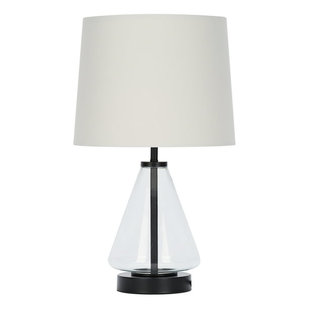Glass With Black Base Table Lamp, Table Lamps Black And Silver