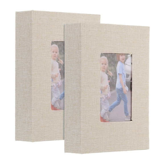 2Pack Small Photo Album, 4x6 Linen Cover Picture Book Hold 52 Photos, Beige