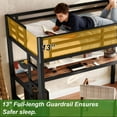 thumbnail image 3 of Miniyam Twin XL Metal Loft Bed Frame with Gaming-Friendly Desk & LED Light, Black, 3 of 10