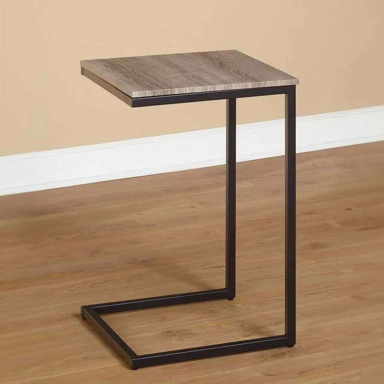 TMS Seneca Indoor Accent C-Table with Metal Frame, 24" Tall, Gray/Black