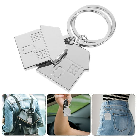 Masteelf House Design Keychains 2pcs Home Keychain Cute Metal Keychain House Pendant Family Keychain for New Homeowners Housewarming
