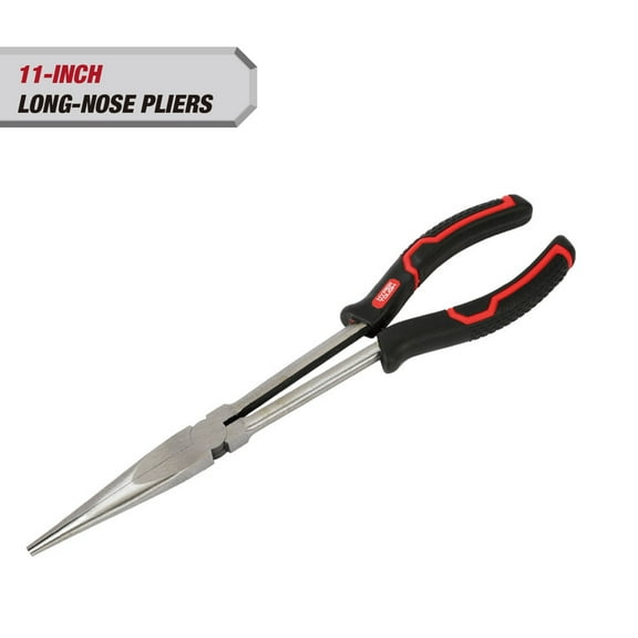 Hyper Tough 11-inch Long Nose Pliers with Ergonomic Comfort Grips, Black