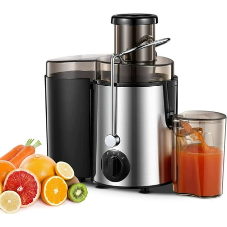 Juicer, Juicer Machine Vegetable and Fruit, Juice Extractor Easy to Clean, Centrifugal Juicer with 3'' Feed Chute, Stainless Steel, 3 Speed, Anti-Drip, Included Brush, 400W, Black